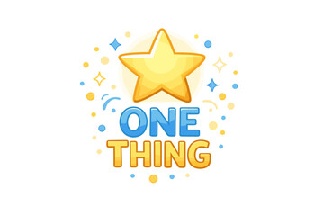 Obraz premium Colorful star with bold one thing text and decorative elements