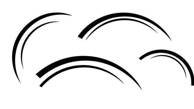 Dynamic abstract curved lines suggesting motion or energy on a white background