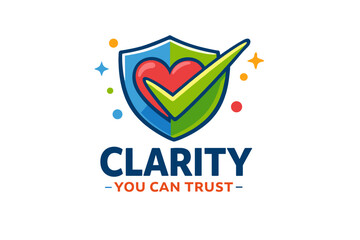 Clarity logo with heart and checkmark for trust and security