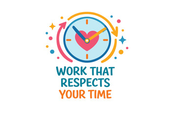 Clock with heart and arrow emphasizing time management and work-life balance