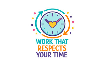 Colorful time management design with clock and heart symbol