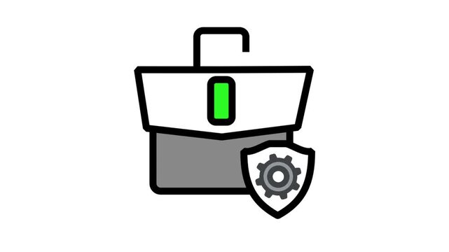 Motio briefcase settings icon. Icon animation suitable for technology, business, web, industry, and entertainment.