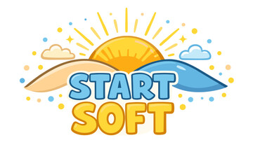 Obraz premium Start soft graphic with sun and clouds