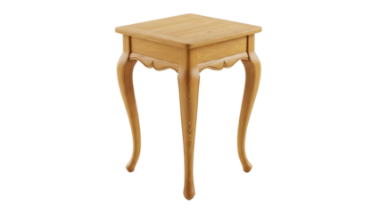 Elegant wooden side table isolated PNG, classic furniture with curved legs for home decor and interior design projects
