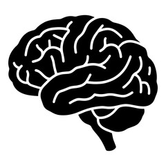 Obraz premium Simple black and white silhouette icon representing the human brain symbolizing thought and intelligence
