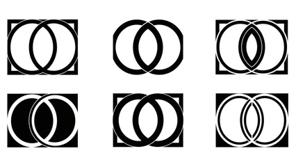 Geometric Interlocking Circles Abstract Design Variations Minimalist Vector Graphics