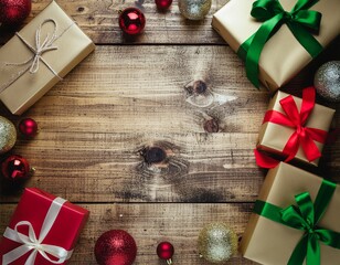 Christmas Themed Decorations and Gifts Background