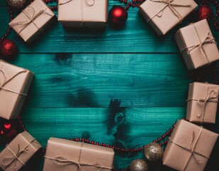 Christmas Themed Decorations and Gifts Background