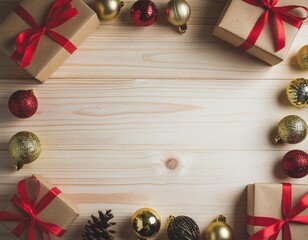 Christmas Themed Decorations and Gifts Background