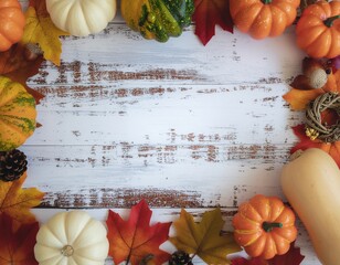 Autumn Fall Leaves and Decorations Background
