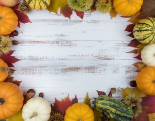 Autumn Fall Leaves and Decorations Background