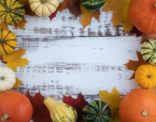 Autumn Fall Leaves and Decorations Background