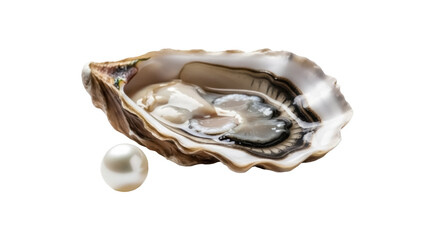 Open oyster shell with pearl isolated PNG, seafood delicacy on transparent background for gourmet food and luxury jewelry concepts © Roxana