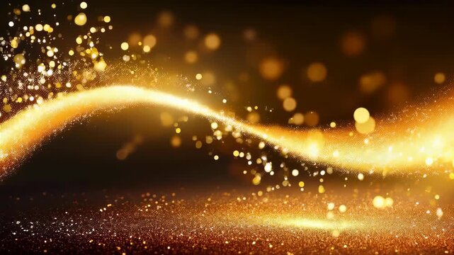 Golden Glitter Abstract: Captivating swirling pattern composed of sparkling golden particles, evoking a sense of luxury, and elegance. The dance of light against a deep background. 