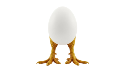 Funny egg with chicken feet isolated PNG, whimsical design element for Easter and spring themed projects on transparent background