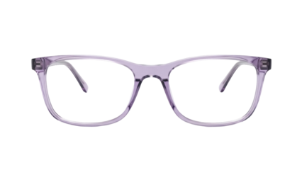 Stylish lavender eyeglasses isolated PNG, fashionable eyewear with clear lenses for vision correction and trendy accessories