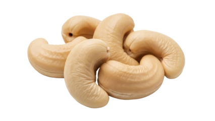 Pile of cashew nuts PNG isolated on transparent background, healthy snack food rich in protein and minerals