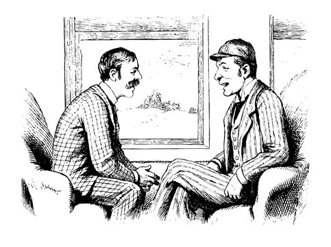 Two Men on a Train Talking