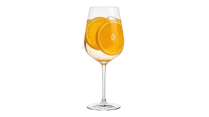 Refreshing spritzer with orange slices isolated PNG, a sparkling summer drink on transparent background for beverage and cocktail designs
