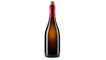 Elegant brown wine bottle PNG isolated on transparent background, alcoholic beverage for celebrations and special occasions