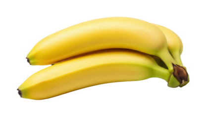 Bunch of ripe yellow bananas PNG isolated on transparent background, tropical fruit for healthy eating and dessert preparation
