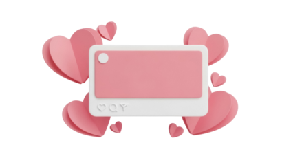 Pink social media frame with hearts isolated PNG, love themed post template for Valentine s Day and romantic content creation