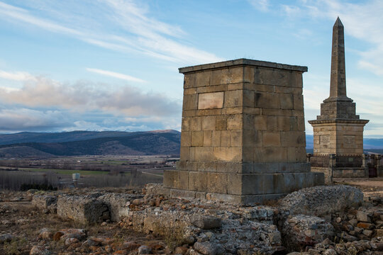 Pedestal and Obelisk Honoring the Numantian Heroes at the Numancia Archaeological Site, Soria, Spain