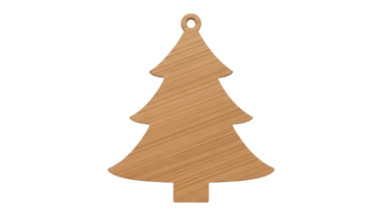 Wooden Christmas tree ornament isolated PNG, festive holiday decoration for winter season crafts and design projects