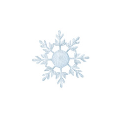 Watercolor snowflake for winter and Christmas card design. Suitable for holiday decoration, seasonal background, minimal festive layout and greeting card.