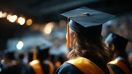 Graduation ceremony celebration faceless academic achievement defocused commencement background degree completion educational milestone university graduation student success