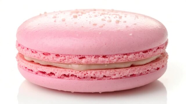 Pink macaron dessert, french pastry, on white background video