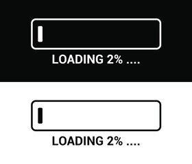 2% Loading Progress Bar download and upload icon Vector design illustration