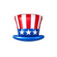 Patriotic uncle sam hat balloon isolated on transparent background
