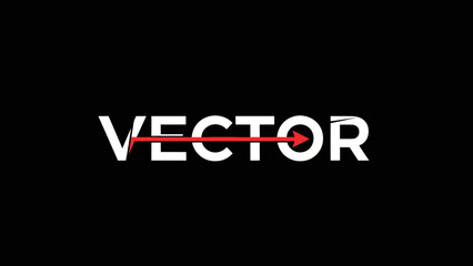 Fototapeta premium Bold vector typography graphic design with a sharp red arrow piercing through the letters