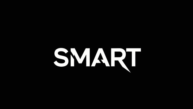 Bold white SMART word graphic with sharp angular accents on black background