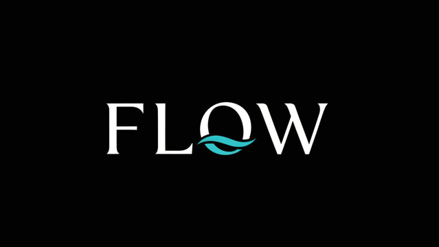 Elegant word art flow logo design with subtle wave accent on black background