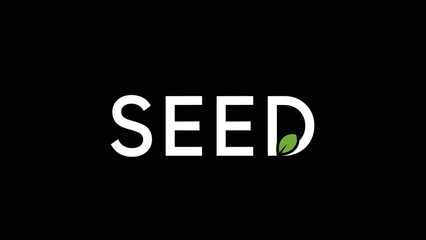 Minimalist logo design featuring the word SEED with a subtle green leaf accent