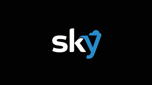 Iconic Sky logo with integrated cloud element on a stark black background a modern brand identifier