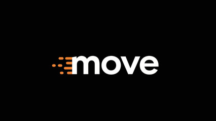 Obraz premium Modern digital logo design representing motion and speed with the word move