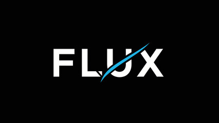 Modern Flux Logo with Blue Accent on Black Background Minimalist Design
