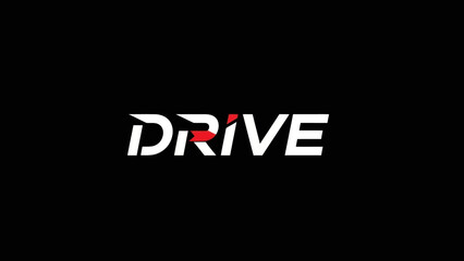 Modern Drive wordmark logo with stylized red accent on a black background