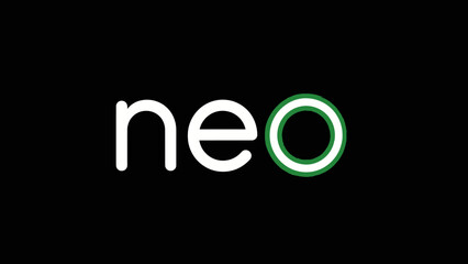 Modern minimalist logo design featuring the word neo with a green and white circular emblem