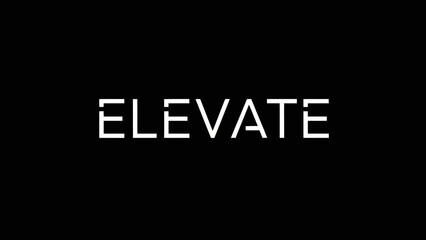 Modern minimalist text graphic with the word elevate in bold white font on black background