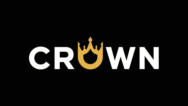 Modern graphic logo featuring the word Crown with a golden crown emblem