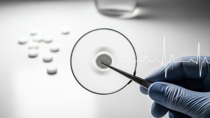 Medical examination with stethoscope and pills