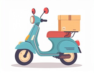 Flat vector illustration of a delivery scooter for e-commerce concept