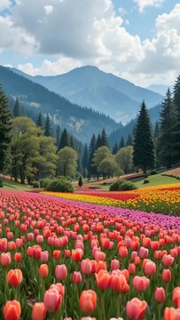 tulip garden and forest hills srinagar kashmir indian landscape video