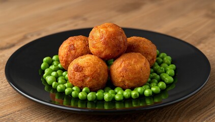 Golden Spheres on Obsidian. A Study in Texture, Color, and Composition.