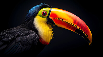Naklejka premium colorful rainbow beak toucan profile
