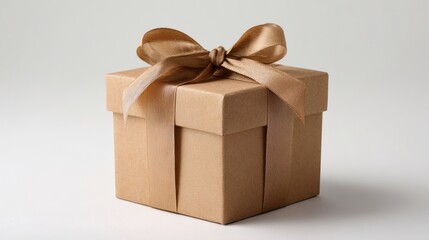 Gift box with ribbon bow on white background for holiday celebration